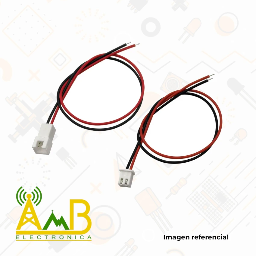 Cable JST-XH 2 Pines 2.54mm Macho-Hembra 10cm 26AWG