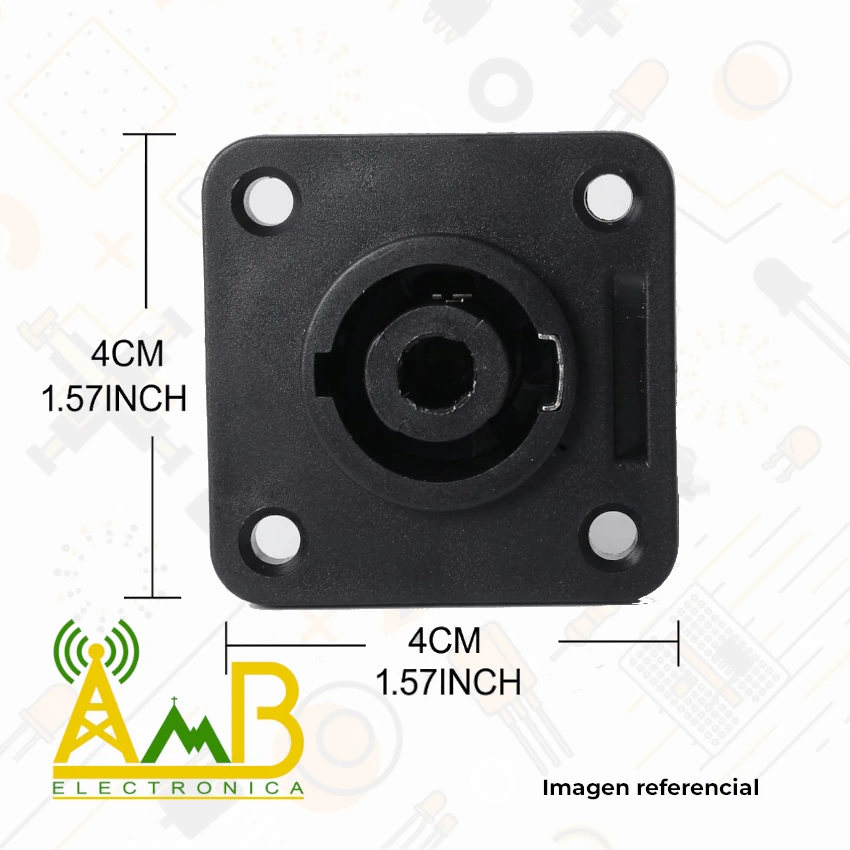 conector speakon hembra 4 pines plastico 40x40mm para chasis