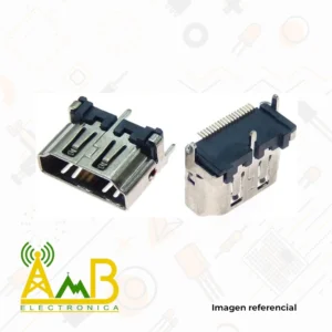 Conector HDMI tipo A hembra de 19 pines en ángulo recto para placa PCB